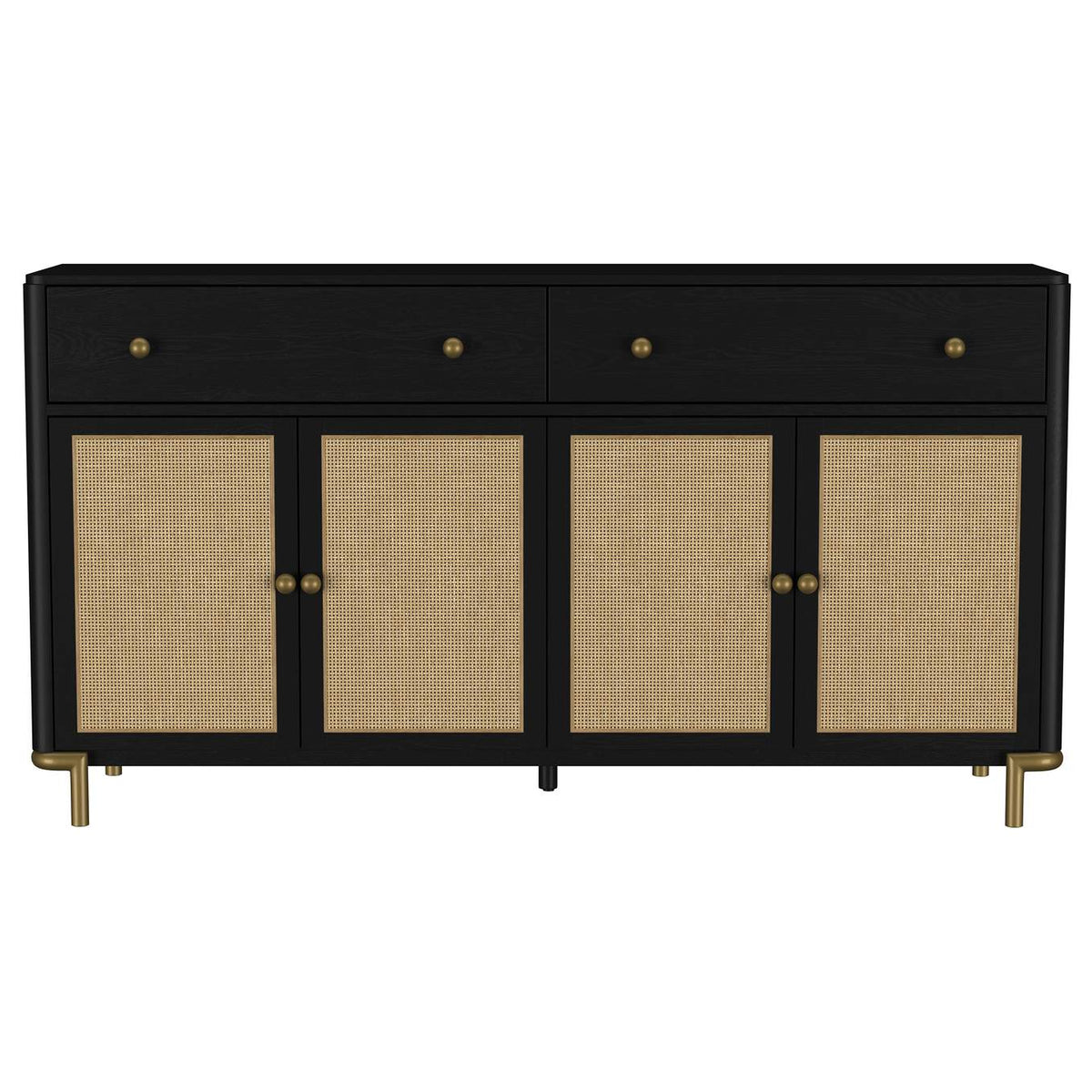 108935BLK Arini 2-drawer Cane Door Dining Sideboard Server Black