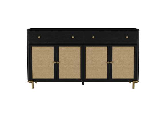 108935BLK Arini 2-drawer Cane Door Dining Sideboard Server Black