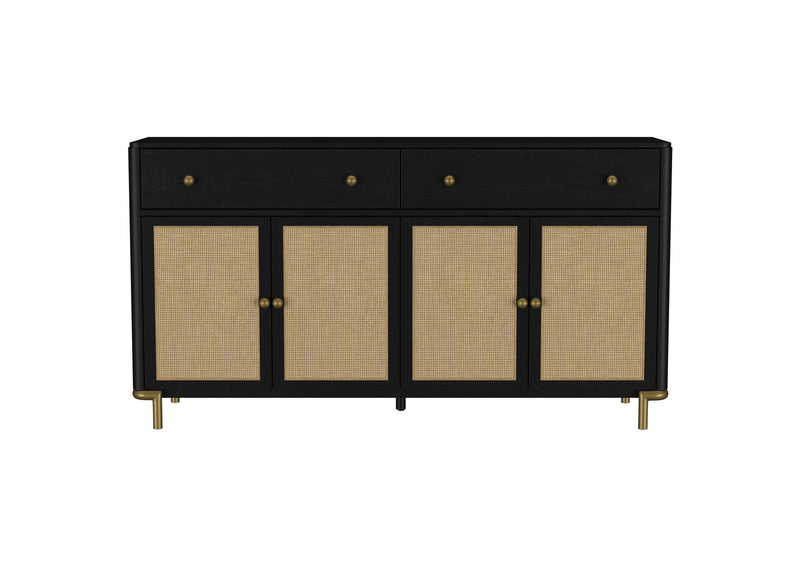 108935BLK Arini 2-drawer Cane Door Dining Sideboard Server Black