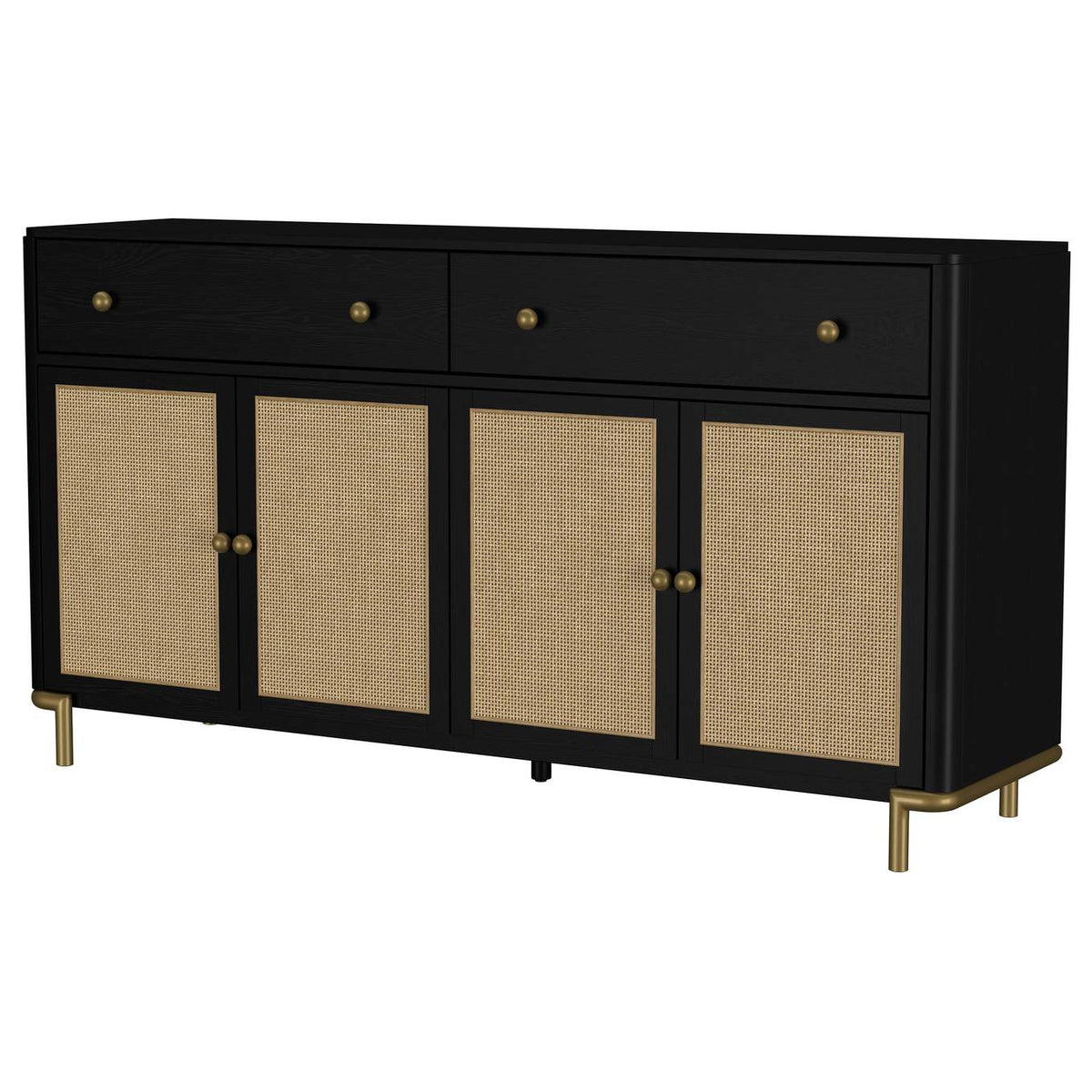 108935BLK Arini 2-drawer Cane Door Dining Sideboard Server Black