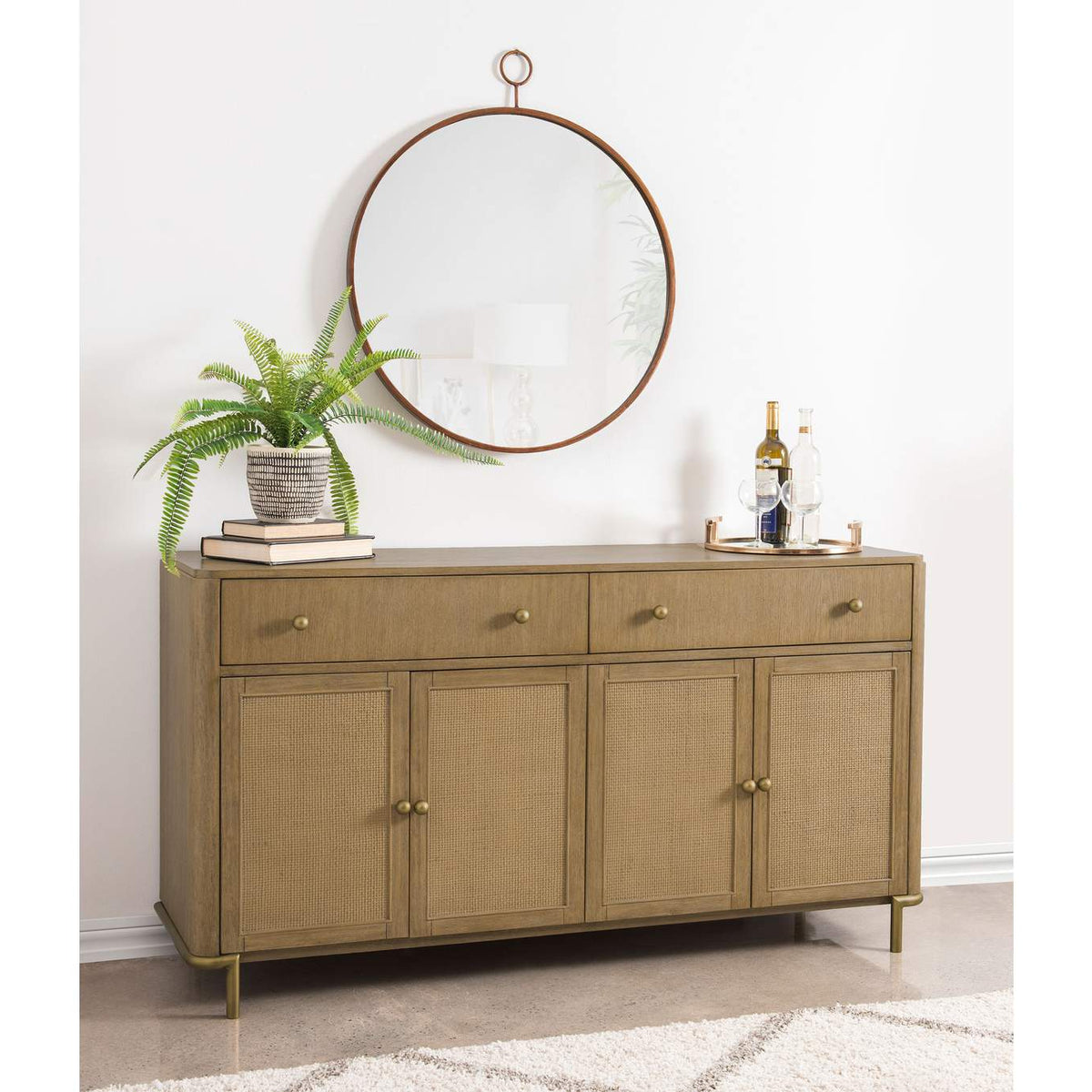 108935SWD Arini 2-drawer Cane Door Dining Sideboard Server Sand Wash
