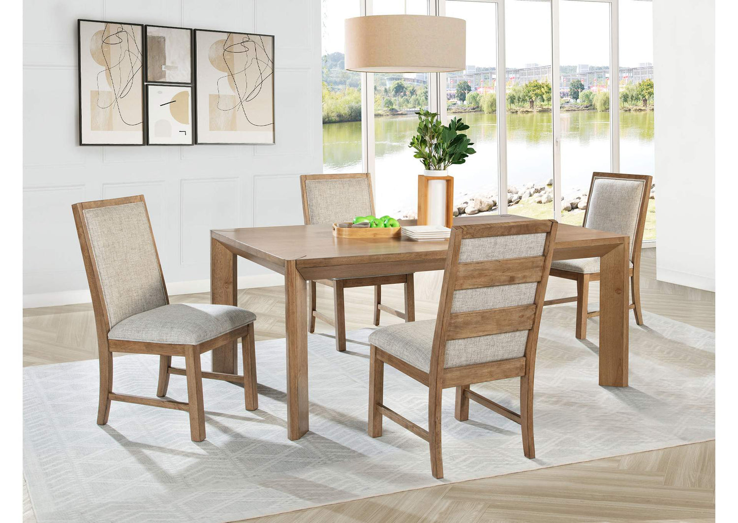 109101-S5 Bruner 5-piece 72-inch Rectangular Dining Set Natural Brown