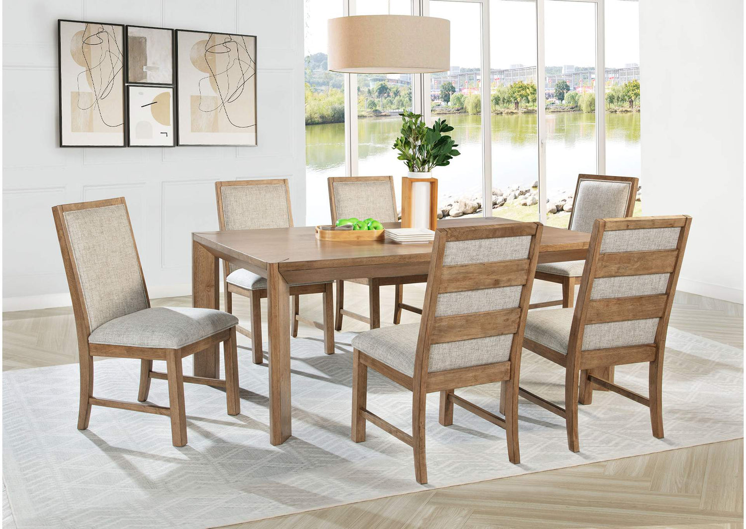 109101-S7 Bruner 7-piece 72-inch Rectangular Dining Set Natural Brown