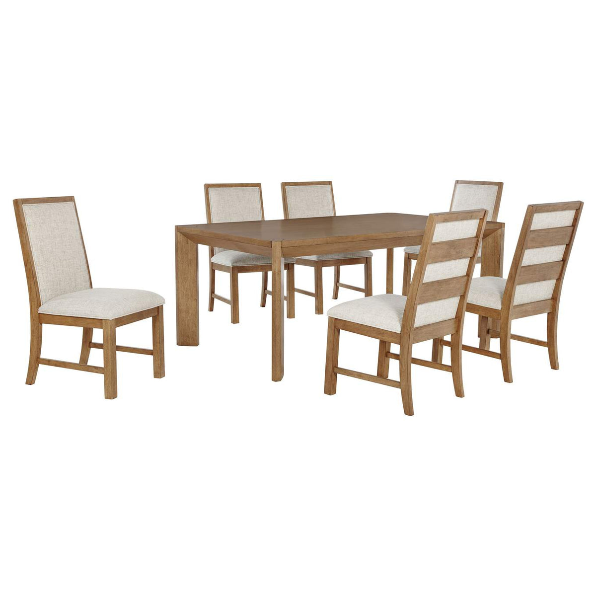 109101-S7 Bruner 7-piece 72-inch Rectangular Dining Set Natural Brown
