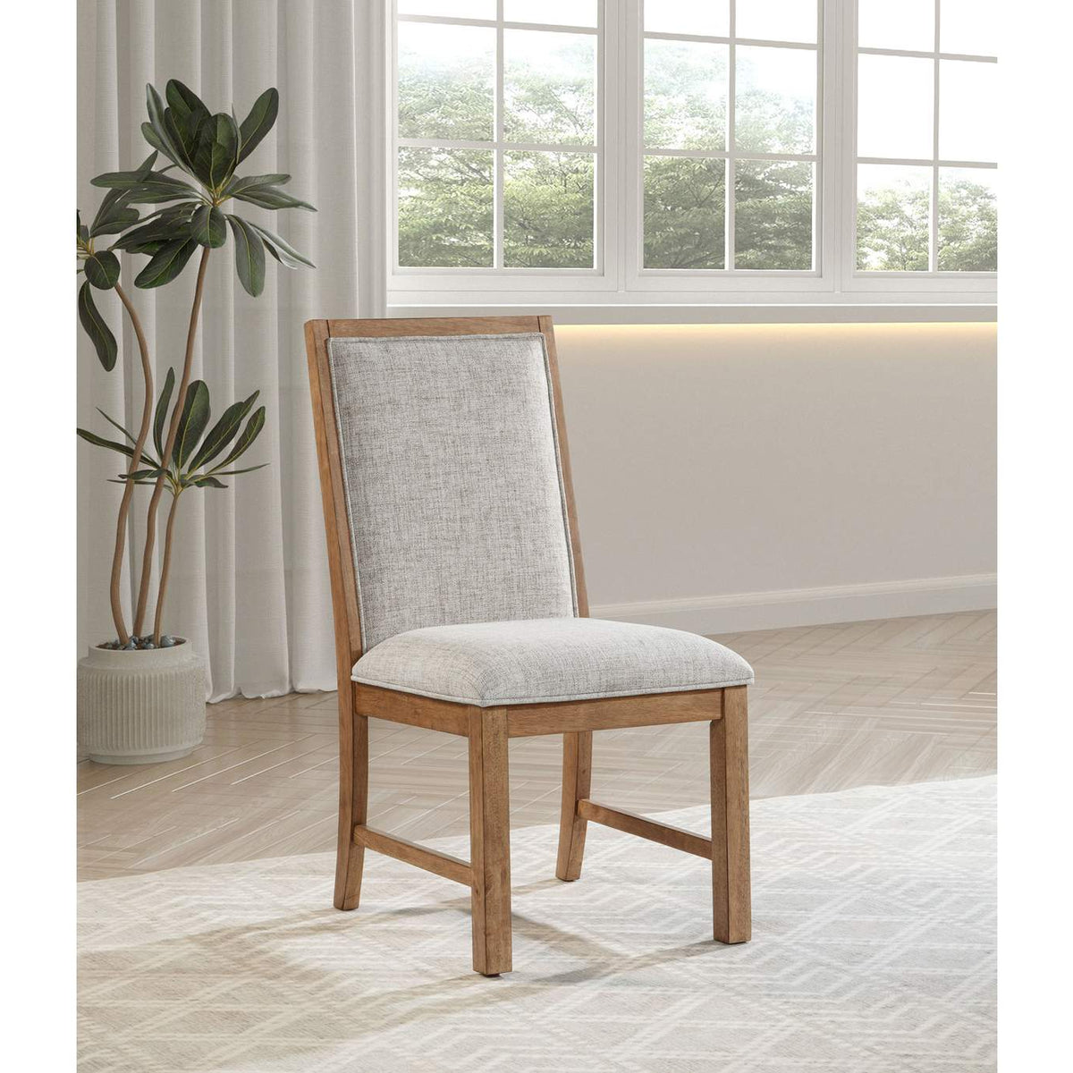109102 Bruner Upholstered Side Chair Natural Brown (Set of 2)
