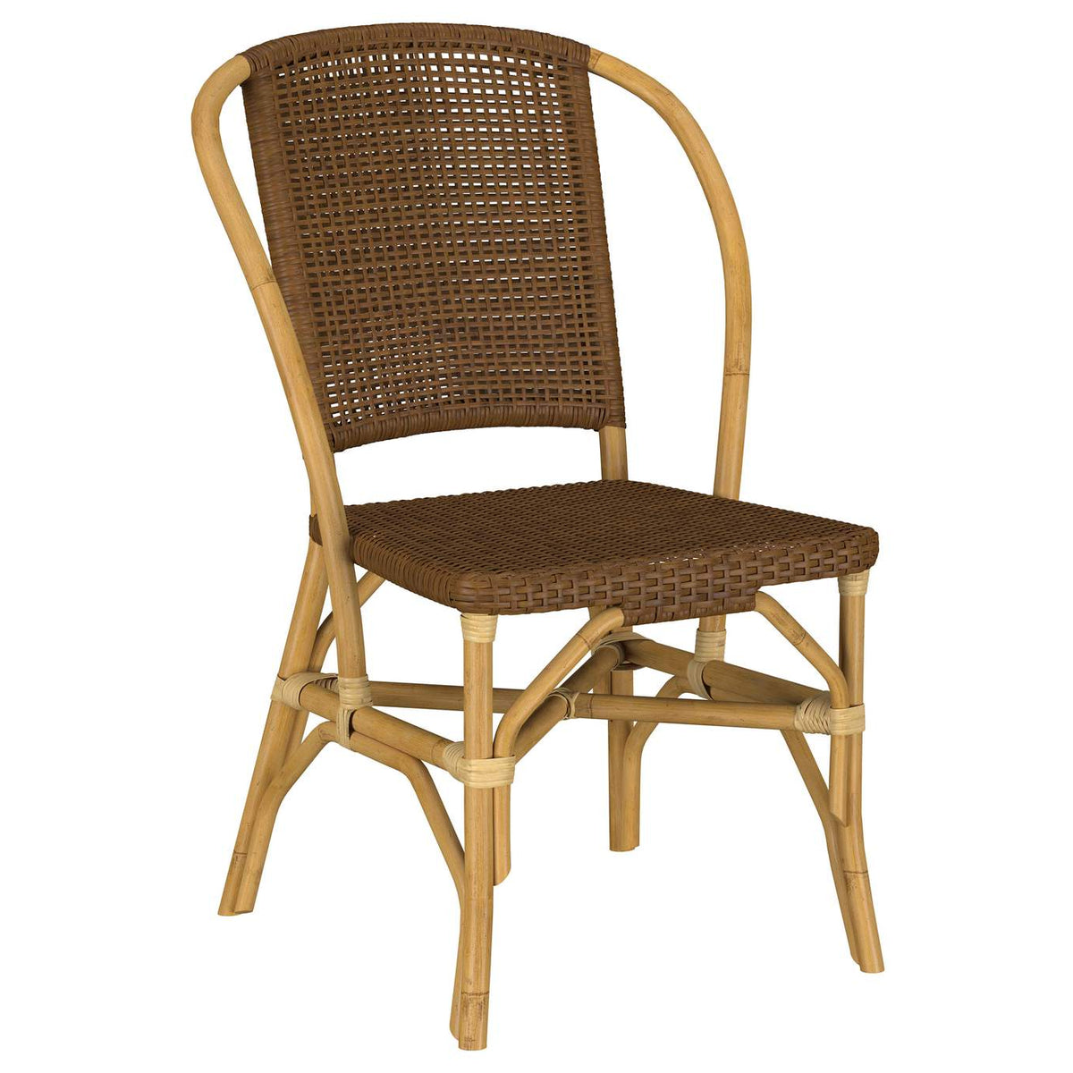 109122 Lexley Woven Rattan Dining Side Chair Brown (Set of 2)