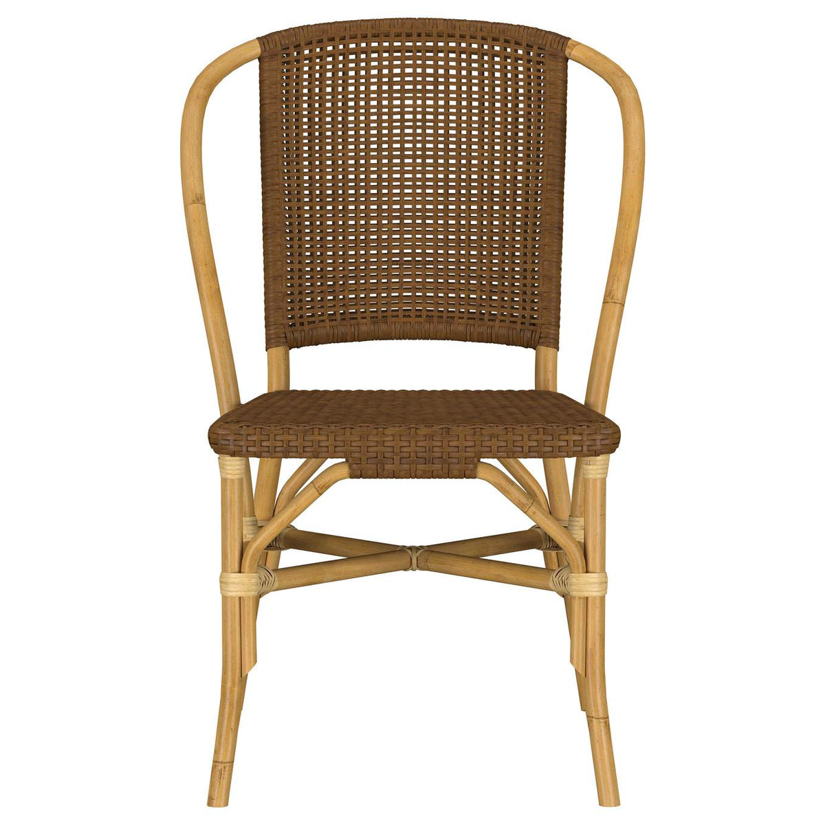 109122 Lexley Woven Rattan Dining Side Chair Brown (Set of 2)
