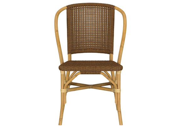 109122 Lexley Woven Rattan Dining Side Chair Brown (Set of 2)