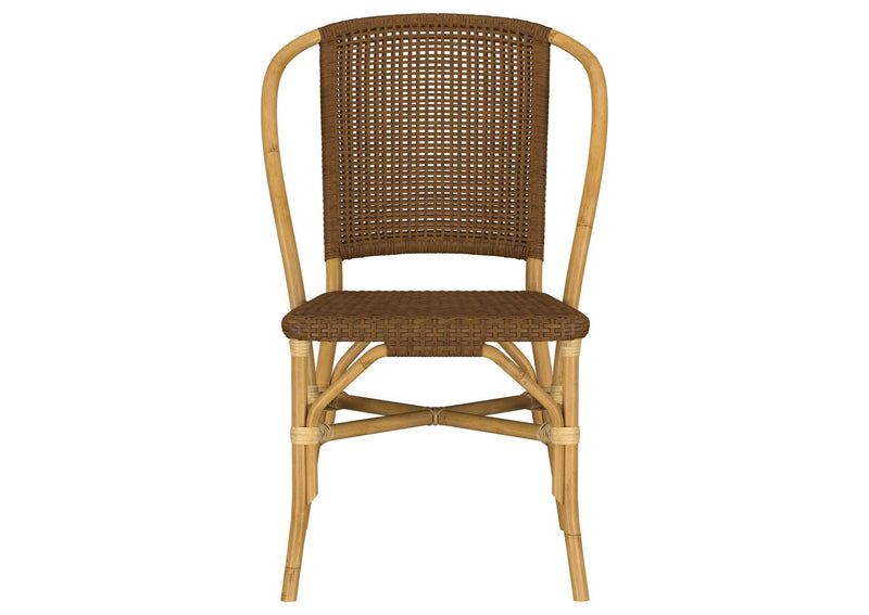109122 Lexley Woven Rattan Dining Side Chair Brown (Set of 2)