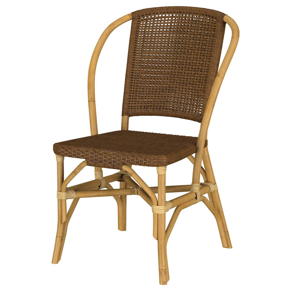 109122 Lexley Woven Rattan Dining Side Chair Brown (Set of 2)