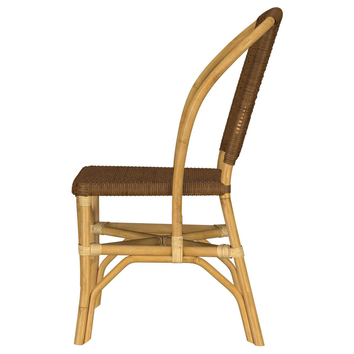 109122 Lexley Woven Rattan Dining Side Chair Brown (Set of 2)