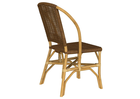 109122 Lexley Woven Rattan Dining Side Chair Brown (Set of 2)