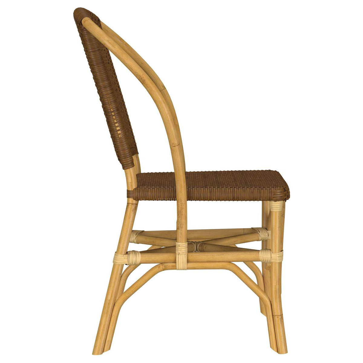 109122 Lexley Woven Rattan Dining Side Chair Brown (Set of 2)