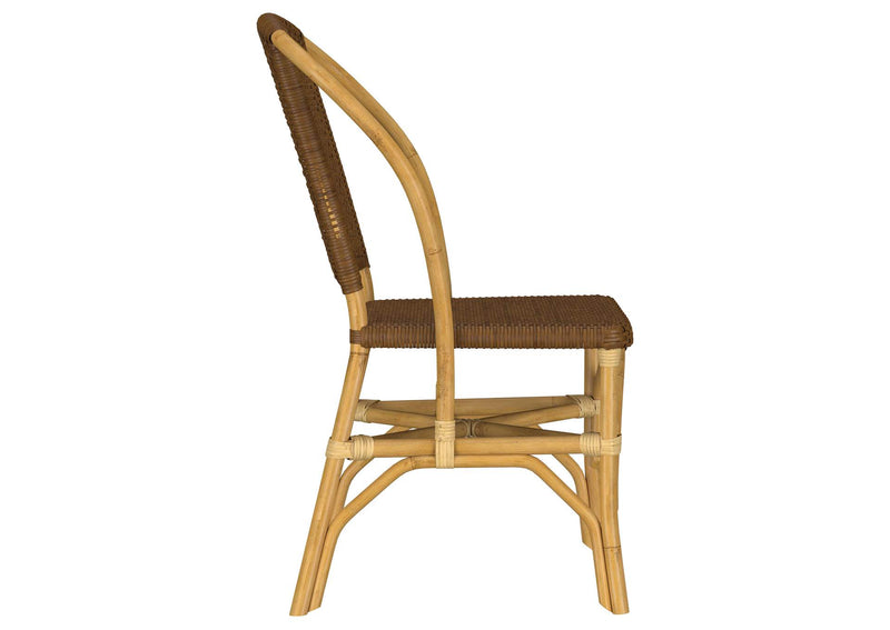 109122 Lexley Woven Rattan Dining Side Chair Brown (Set of 2)