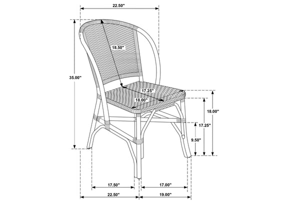 109122 Lexley Woven Rattan Dining Side Chair Brown (Set of 2)