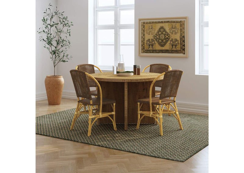 109122 Lexley Woven Rattan Dining Side Chair Brown (Set of 2)