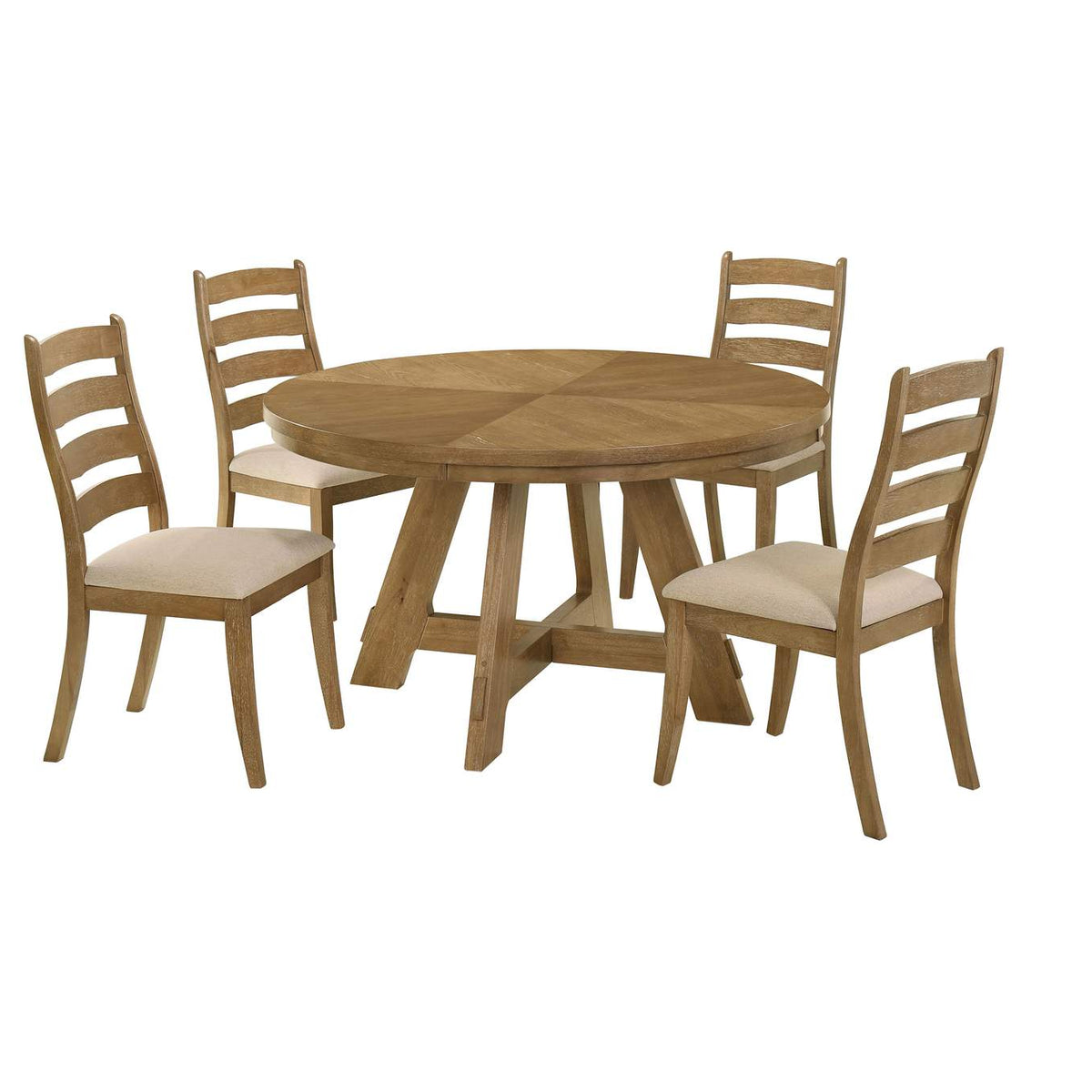 109150-S5 Danvers 5-piece Dining Table Set Brown Oak and Latte