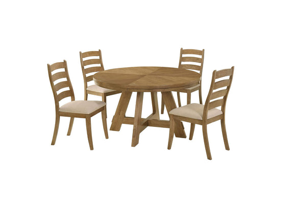109150-S5 Danvers 5-piece Dining Table Set Brown Oak and Latte