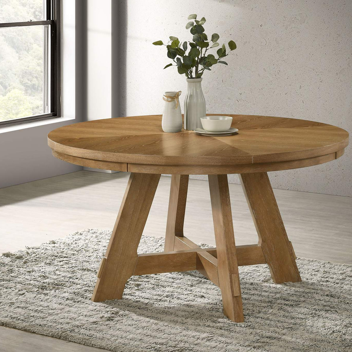 109150 Danvers Round 54-inch Wood Dining Table Brown Oak