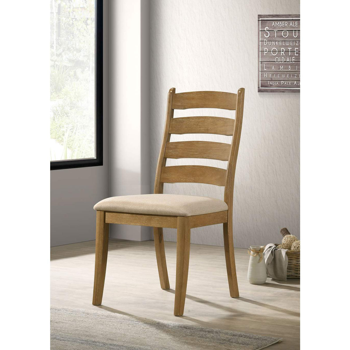 109152 Danvers Wood Dining Side Chair Brown Oak (Set of 2)