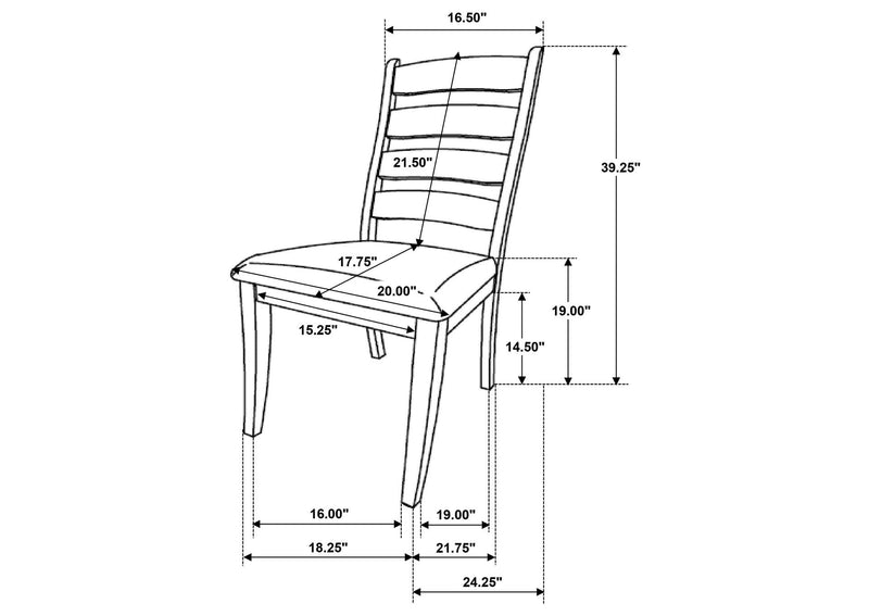 109152 Danvers Wood Dining Side Chair Brown Oak (Set of 2)
