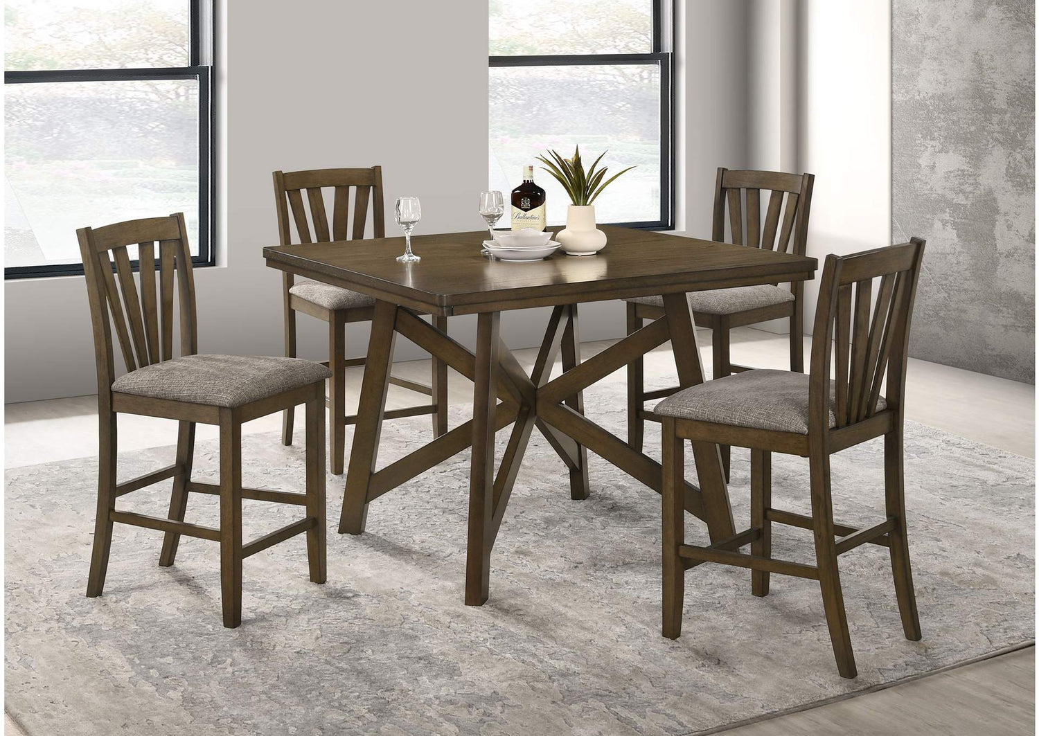 109178-S5 Canfield 5-piece 47-inch Counter Height Dining Set Brown