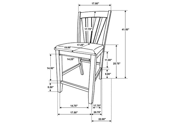 109179 Canfield Counter Height Dining Side Chair Brown (Set of 2)