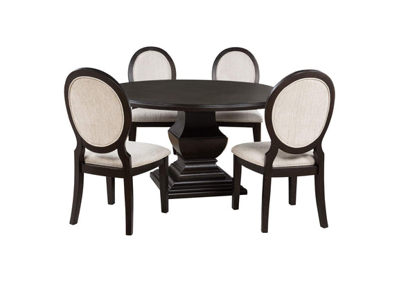109230-S5 Twyla 5-piece Round Wood Dining Room Table Set Dark Cocoa