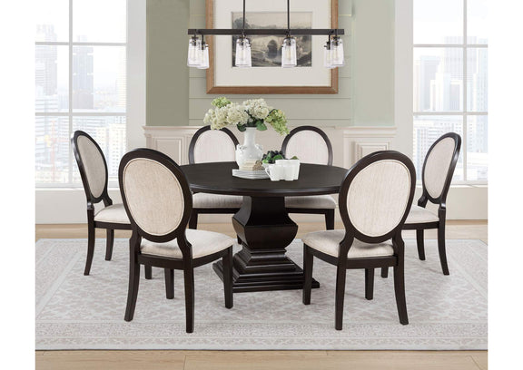 109230-S7 Twyla 7-piece Round Wood Dining Room Table Set Dark Cocoa