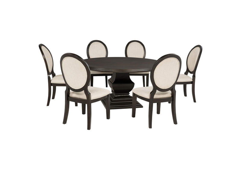 109230-S7 Twyla 7-piece Round Wood Dining Room Table Set Dark Cocoa