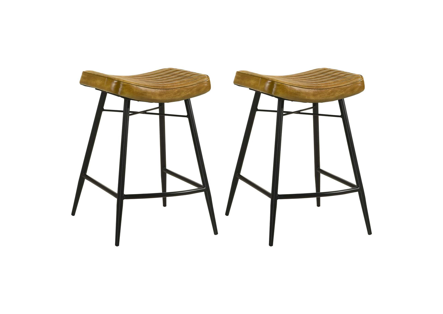 Bayu Leather Upholstered Counter Stool Camel (Set of 2)