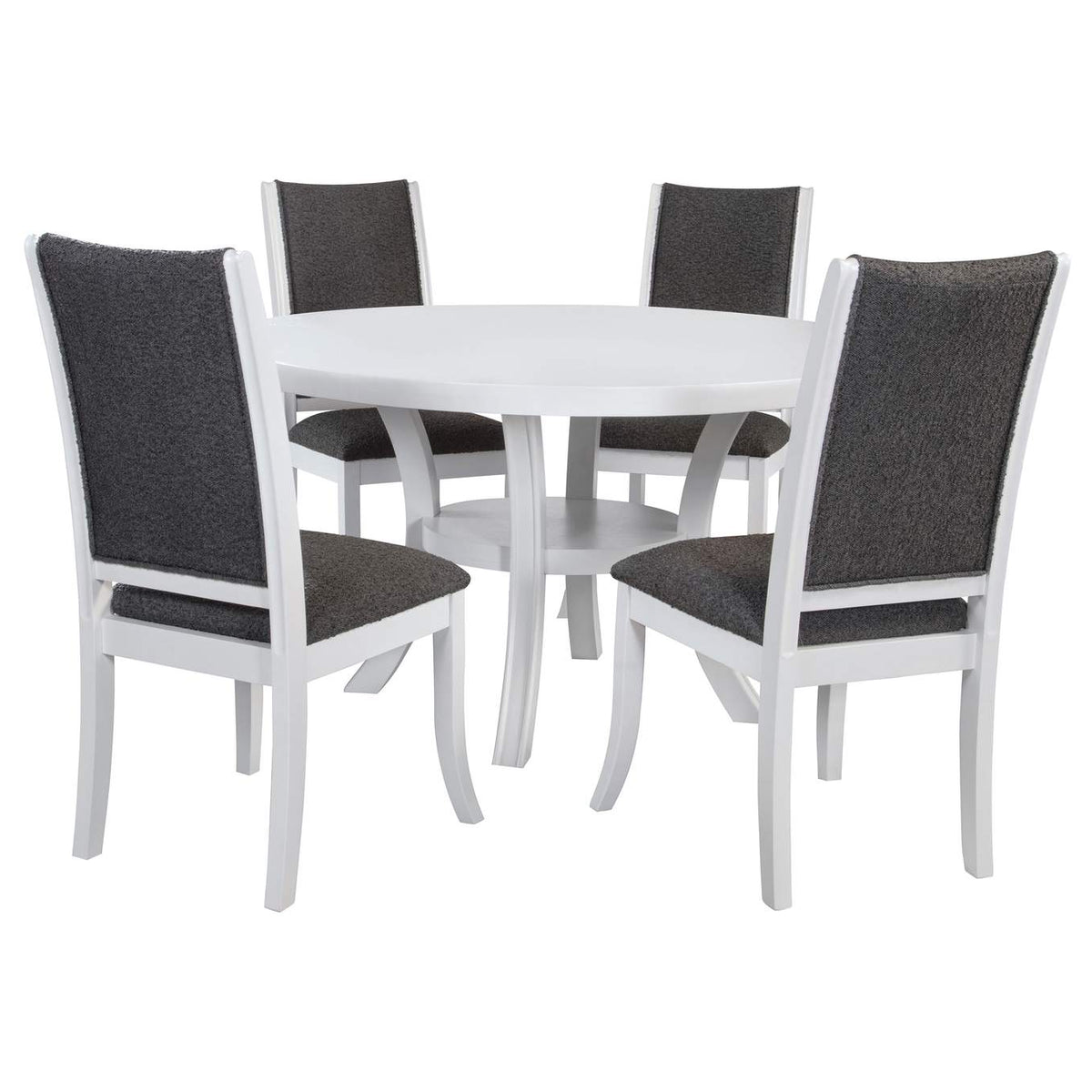 109330-S5 Judd 5-piece 54-inch Round Wood Dining Table Set Pearl White