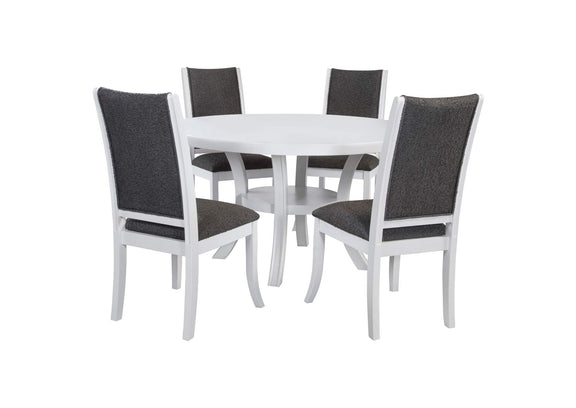 109330-S5 Judd 5-piece 54-inch Round Wood Dining Table Set Pearl White