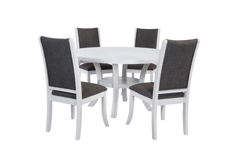 109330-S5 Judd 5-piece 54-inch Round Wood Dining Table Set Pearl White