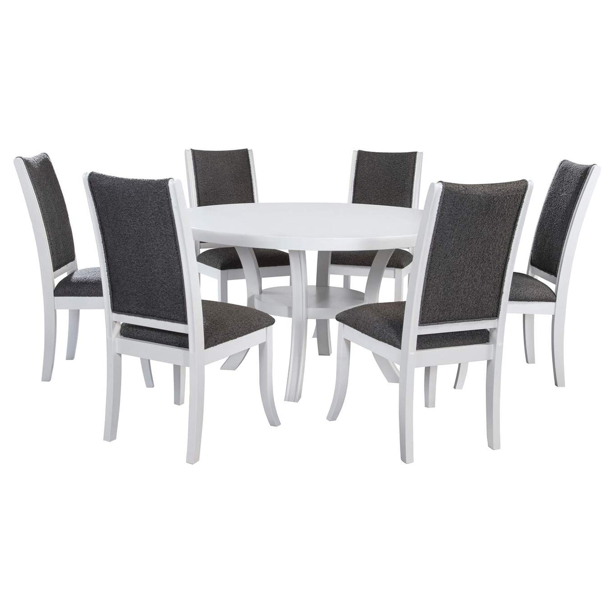109330-S7 Judd 7-piece 54-inch Round Wood Dining Table Set Pearl White