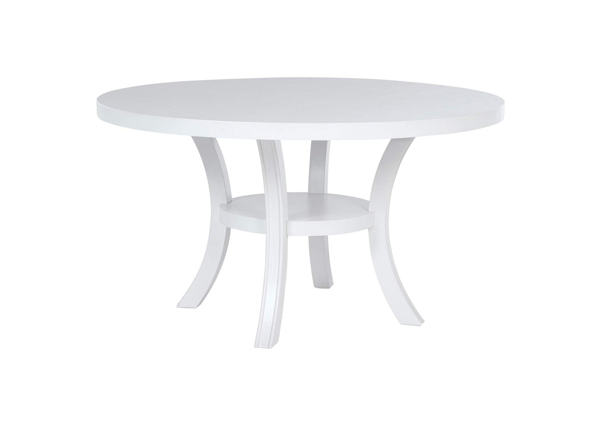 109330 Judd 54-inch Round Dining Wood Table with Shelf Pearl White