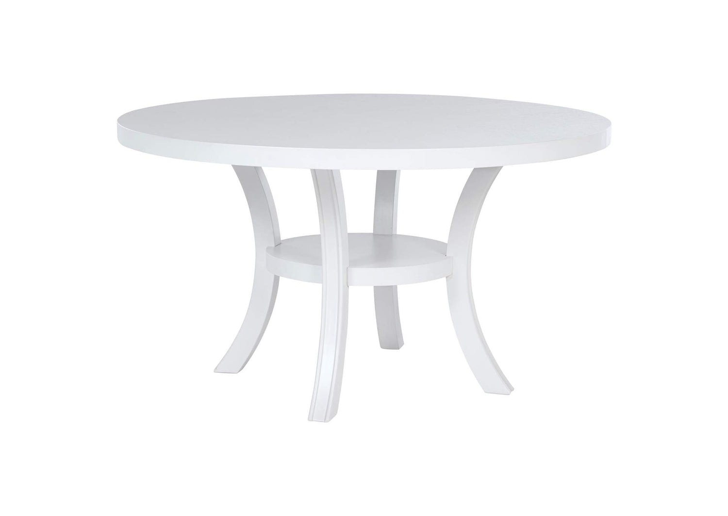 109330 Judd 54-inch Round Dining Wood Table with Shelf Pearl White