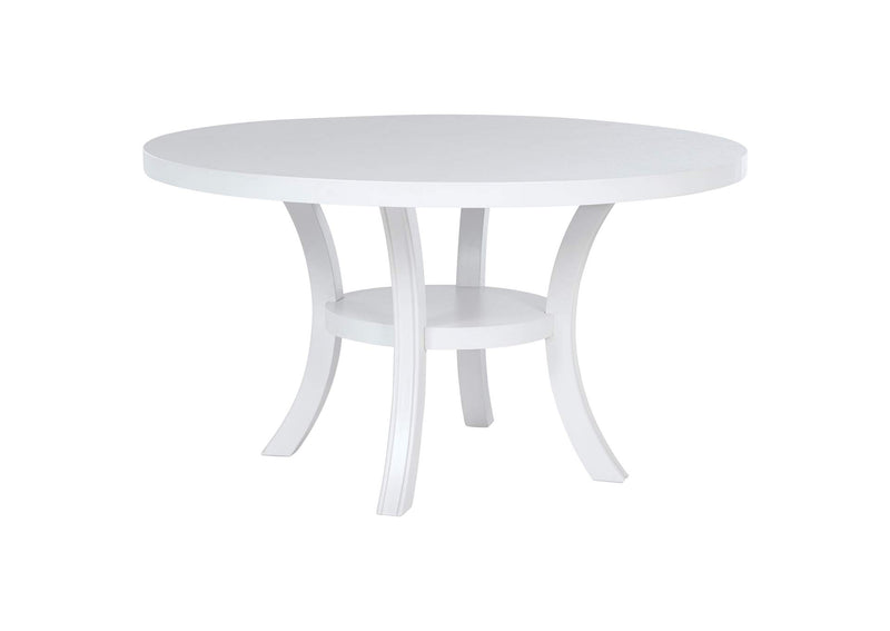109330 Judd 54-inch Round Dining Wood Table with Shelf Pearl White