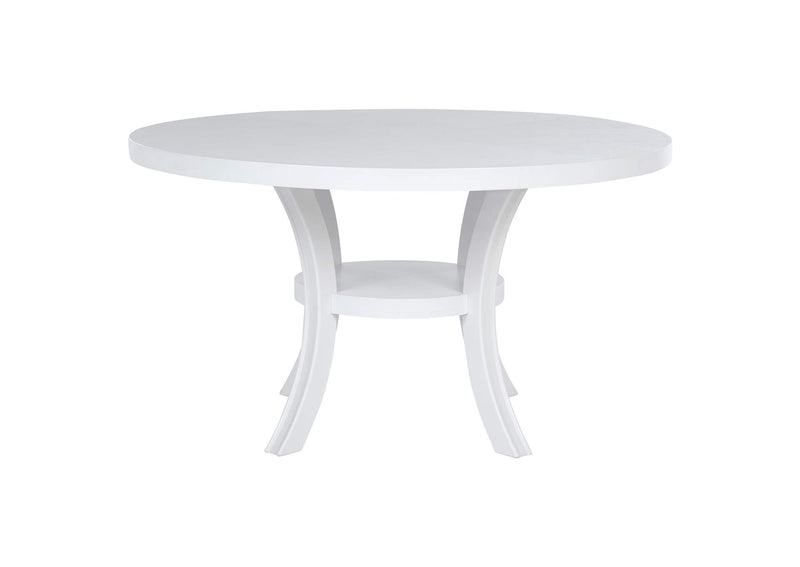 109330 Judd 54-inch Round Dining Wood Table with Shelf Pearl White