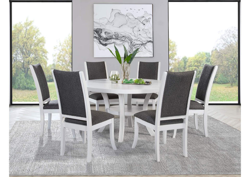109330 Judd 54-inch Round Dining Wood Table with Shelf Pearl White