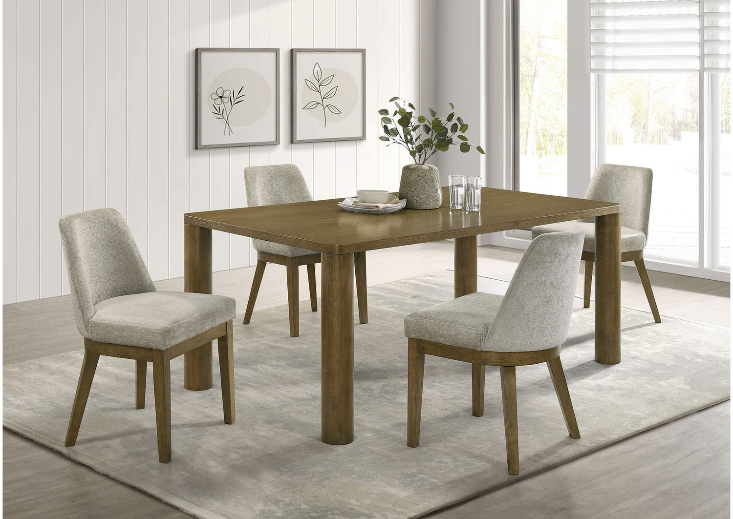109351-S5 Castlewood 5-piece 71-inch Rectangular Dining Set Brown Oak