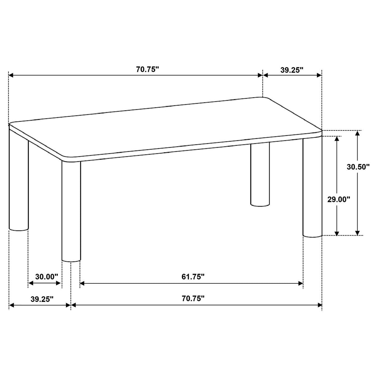 109351-S5 Castlewood 5-piece 71-inch Rectangular Dining Set Brown Oak