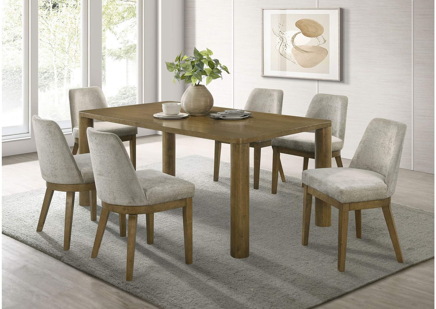 109351-S7 Castlewood 7-piece 71-inch Rectangular Dining Set Brown Oak