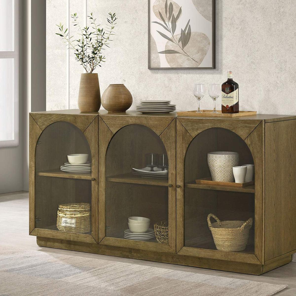 109355 Castlewood 71-inch Dining Sideboard Buffet Server Brown Oak