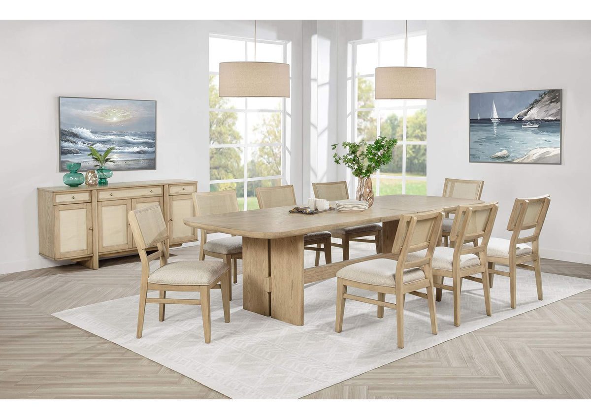109381-S10 Kailani 10-piece Wood Dining Set with Sideboard Beige Oak