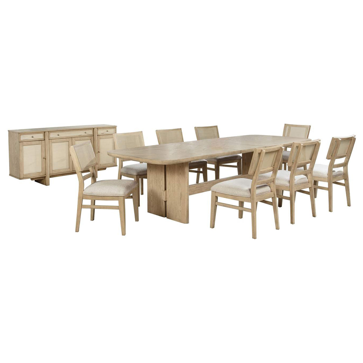 109381-S10 Kailani 10-piece Wood Dining Set with Sideboard Beige Oak
