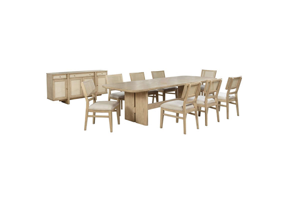 109381-S10 Kailani 10-piece Wood Dining Set with Sideboard Beige Oak