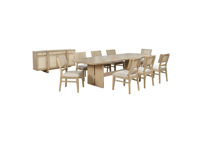109381-S10 Kailani 10-piece Wood Dining Set with Sideboard Beige Oak