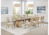 109381-S9 Kailani 9-piece Rectangular Wood Dining Table Set Beige Oak