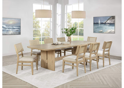 109381-S9 Kailani 9-piece Rectangular Wood Dining Table Set Beige Oak